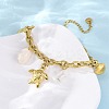 304 Stainless Steel Cable Chain Charm Bracelets BJEW-L708-01G-3