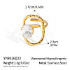 Irregular 304 Stainless Steel Cubic Zirconia Cuff Open Rings for Women RA2180-8-1