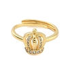 Crown Clear Cubic Zirconia Adjustable Rings RJEW-L120-017G-03-2