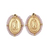 Synthetic Luminous Stone Wrapped 304 Stainless Steel Pendants STAS-L022-490G-01A-1