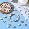 90Pcs 9 Colors Floral Printed Porcelain Beads PORC-SC0001-20-5