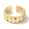 Brass Micro Pave Colorful Cubic Zirconia Star/Rhombus/Heart Wide Open Cuff Rings for Women LS-RJEW-C098-31G-2