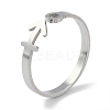 Non-Tarnish Constellations 304 Stainless Steel Open Cuff Ring for Women RJEW-L122-001P-07-1