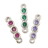 Brass Pave Cubic Zirconia Three Flat Round Links Connector Charms KK-P277-52B-A-1