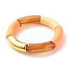 Acrylic & CCB Plastic Curved Tube Beads Stretch Bracelets Set for Women X-BJEW-JB07318-2