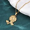 304 Stainless Steel Flower Pendant Necklaces NJEW-H059-30C-G-3