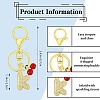 Brass Micro Pave Clear Cubic Zirconia Letter Pendant Keychain KEYC-SW00015-K-2