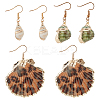 3 Pairs 3 Styles Natural Shell Dangle Earrings EJEW-AN0002-76-1