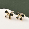 Brass Micro Pave Cubic Zirconia Bowknot Stud Earrings EJEW-D337-02G-2