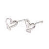 Anti-Tarnish Open Heart Rhodium Plated 925 Sterling Silver Stud Earrings EJEW-I259-07P-1