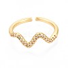 Brass Micro Pave Cubic Zirconia Cuff Rings for Women KK-T071-66G-2