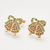 Brass Cubic Zirconia Pendants & Stud Earrings & Adjustable Rings Jewelry Sets SJEW-S043-02-4