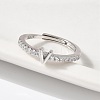 S925 Sterling Silver Adjustable Letter Rings for Women RJEW-M068-01P-V-5