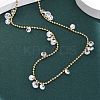 304 Stainless Steel Ball Chain Colorful Cubic Zirconia Flat Round Tassel Necklaces for Women NJEW-A051-03G-02-1