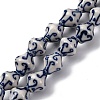 Handmade Blue and White Porcelain Beads Strands PORC-I027-06-1