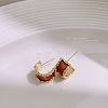 Brass Enamel Stud Earrings EJEW-B120-01G-03-1
