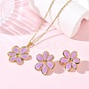 304 Stainless Steel Enamel Flower Stud Earrings & Pendant Necklaces Sets for Women SA-CBA46AF-19G-1