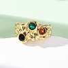 Brass Micro Pave Cubic Zirconia Cuff Rings for Women RJEW-F191-01G-02-1
