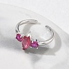 Brass Micro Pave Cubic Zirconia Cuff Open Rings for Women RJEW-L343-14P-01-3