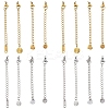 8Pcs 4 Styles 304 Stainless Steel Curb Chain Extender STAS-YW0003-35G-2