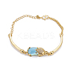 Golden Tone Brass Link Bracelets BJEW-L639-14G-1