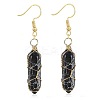 Obsidian Hexagon Handmade Copper Wire Wrapped Earrings Natural Stone Column Earrings ND6138-16-1