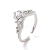 Clear Cubic Zirconia Crown Open Cuff Ring RJEW-P034-10P-1