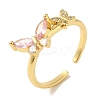 Rack Plating Brass Micro Pave Cubic Zirconia Cuff Ring RJEW-P104-10G-1