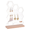 Transparent Acrylic Vertical Earring Display Stands with Wooden Base EDIS-WH0021-48B-1