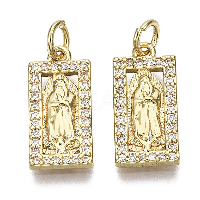 Brass Micro Pave Clear Cubic Zirconia Pendants KK-R133-004-01G-NF-1