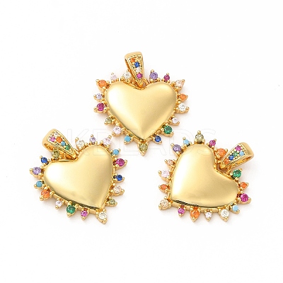 Rack Plating Brass Micro Pave Cubic Zirconia Pendants KK-K165-30-1