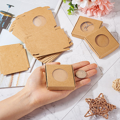 Square Kraft Paper Jewelry Storage Boxes CON-TAC0001-04C-1