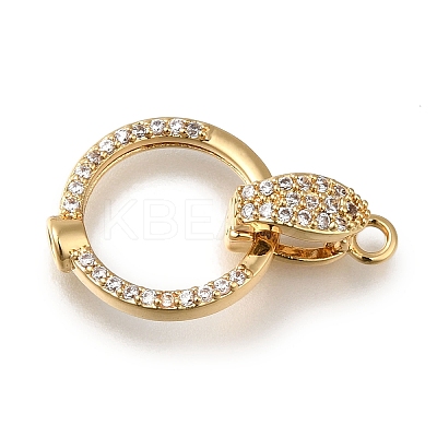 Brass Micro Pave Clear Cubic Zirconia Fold Over Clasps KK-H480-28G-1
