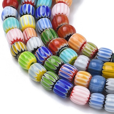 Handmade Millefiori Glass Chevron Beads LAMP-Z019-02B-1