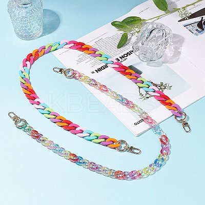 2Pcs 2 Colors Opaque Spray Painted Acrylic Chains Bag Handles AJEW-WR0001-13-1