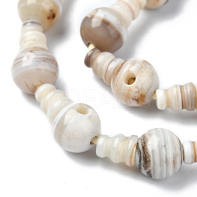 Natural Banded Agate 3-Hole Guru Bead Strands G-K149-42-1