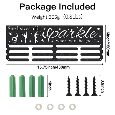 Word She Leaves A Little Sparkle Wherever She Goes Fashion Iron Medal Hanger Holder Display Wall Rack ODIS-WH0021-322-1