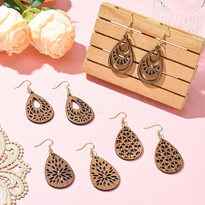 8 Pairs 4 Style 304 Stainless Steel Dangle Earrings EJEW-YW00002-1