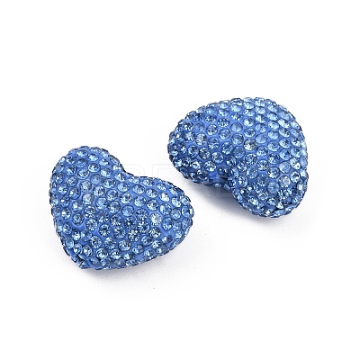 Heart Shaped Polymer Clay Rhinestone Beads CLAY-NH0002-02E-1