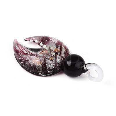 Handmade Silver Foil Lampwork Big Pendants FOIL-N031-01A-1