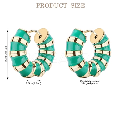 Enamel Striped Thick Hoop Earrings JE1110C-1