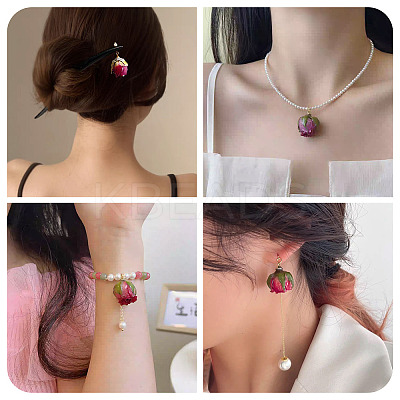 10Pcs Preserved Rose Pendants KY-TA0001-59C-1