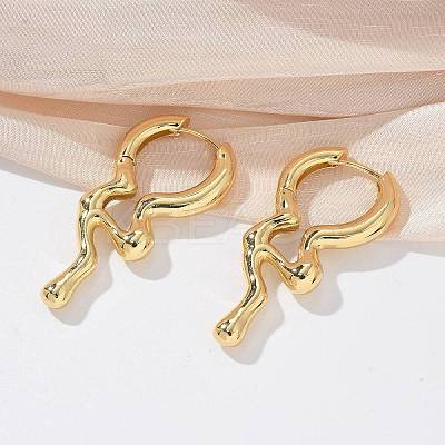 Rack Plating Brass Melting Drop Hoop Earrings for Women EJEW-Z019-19G-1