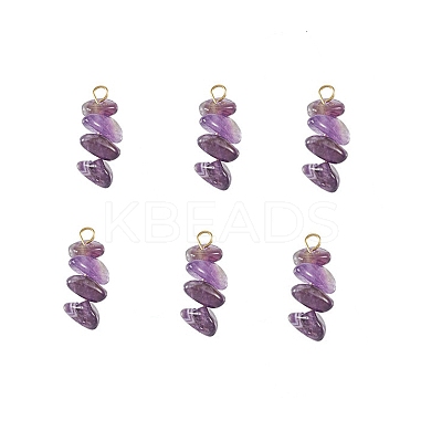 Natural Amethyst Chip Pendants PALLOY-TAC0052-03-1