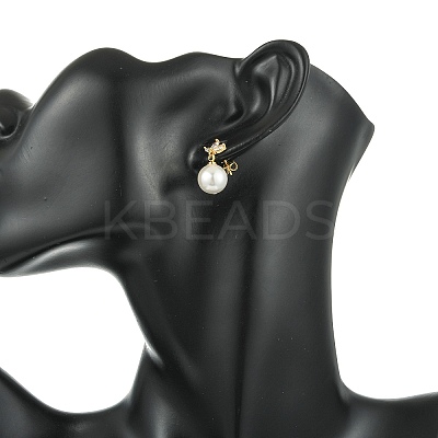 Brass Micro Pave Cubic Zirconia Stud Dangle Earrings for Women EJEW-JE07280-01-1