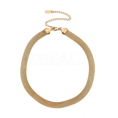 8MM 304 Stainless Steel Mesh Chain Necklaces for Women NJEW-G179-05G-1