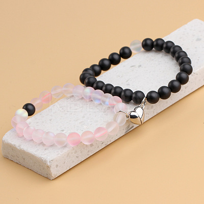 2Pcs Alloy Heart Magnetic Couple Bracelets FS-WG324B5-01-1