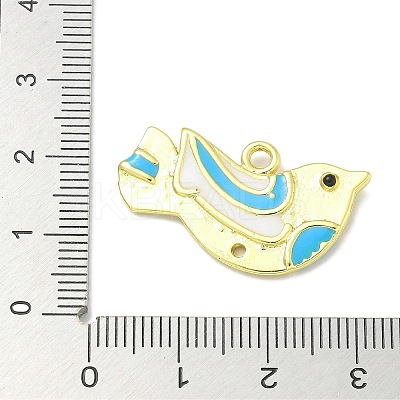 Real 18K Gold Plated Brass Enamel Robin Bird Pendants KK-L224-060G-02-1