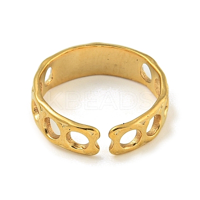 Ion Plating(IP) Stylish Adjustable Stainless Steel Cuff Open Rings RJEW-K283-13G-1