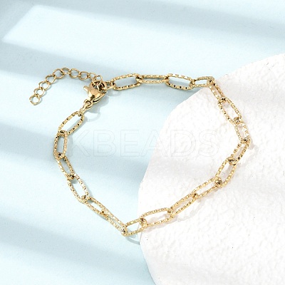 4MM 304 Stainless Steel Textured Paperclip Chain Bracelets for Man and Women SA-CBAB767-08G-1